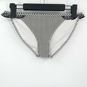 Aerie Seersucker Ruffle Bikini Bottom Women Small‎ Black White New With Tag
